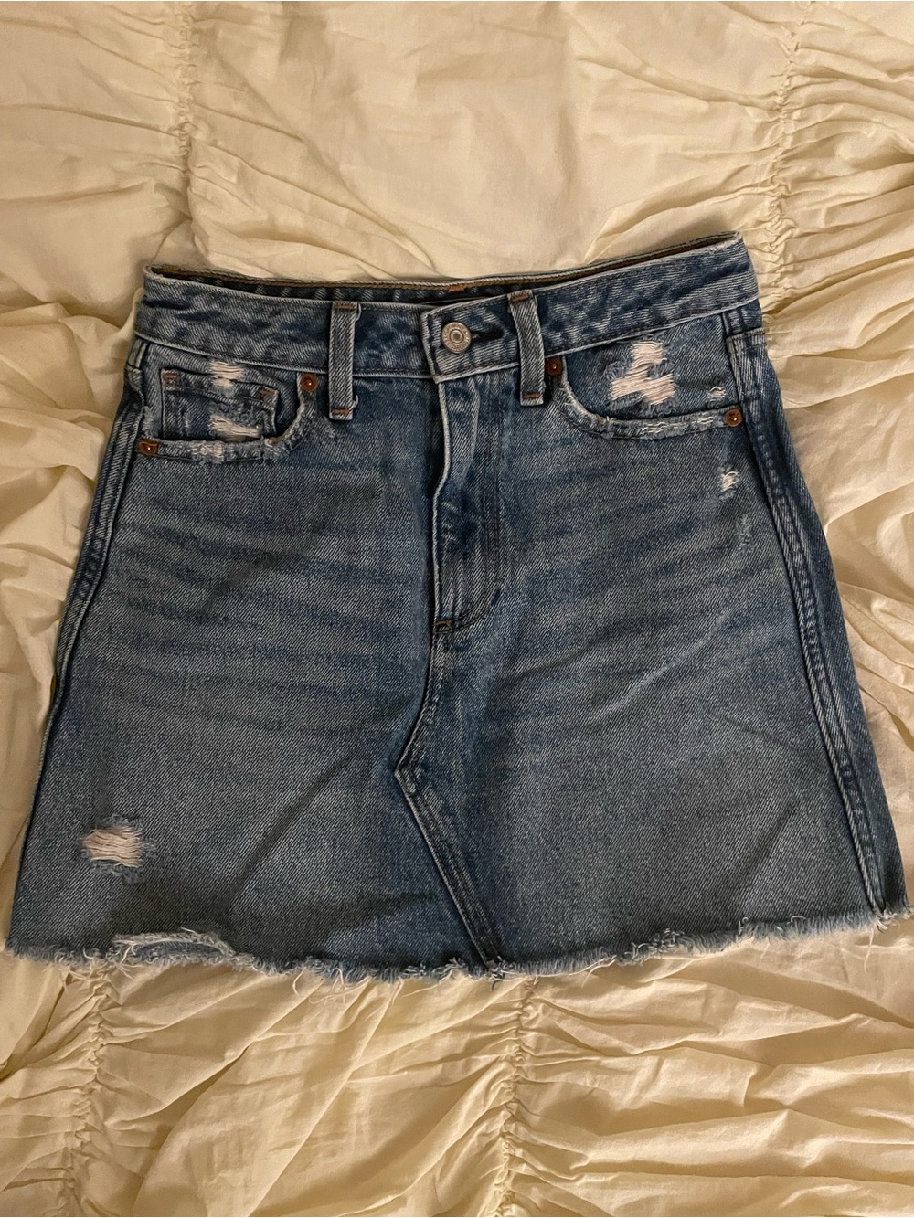 Abercrombie & Fitch Blue Distressed Denim Mini Skirt